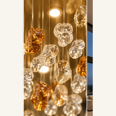 Bliss & Birch Amber Clear Glass Cascade Chandelier