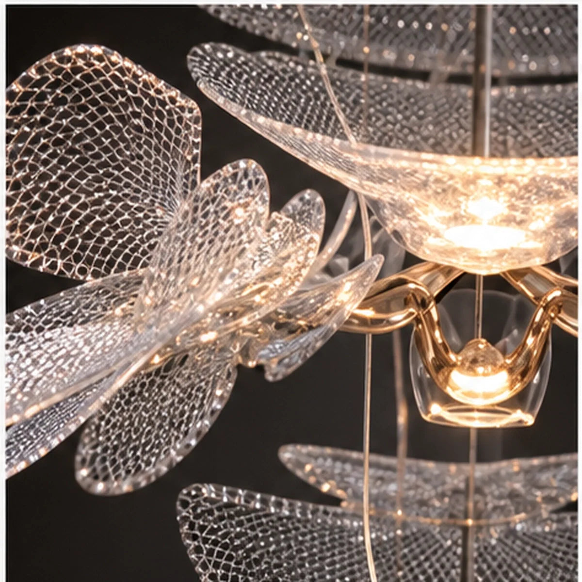Bliss & Birch Clear Three-Tier Botanical Chandelier