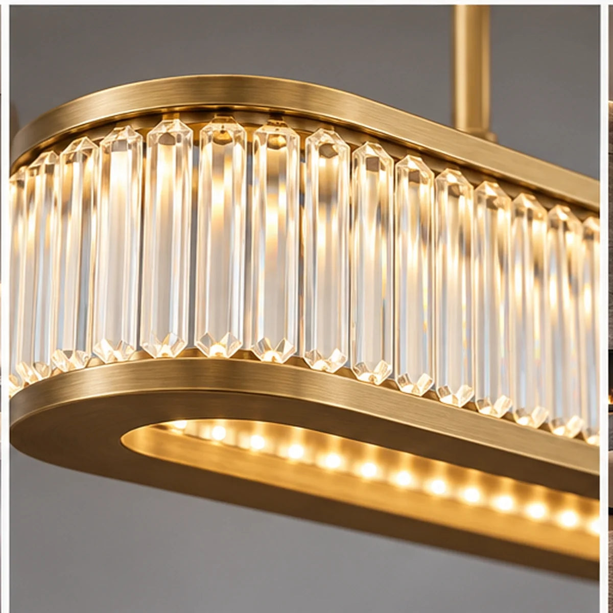 Bliss & Birch Antique Brass Linear Crystal Chandelier