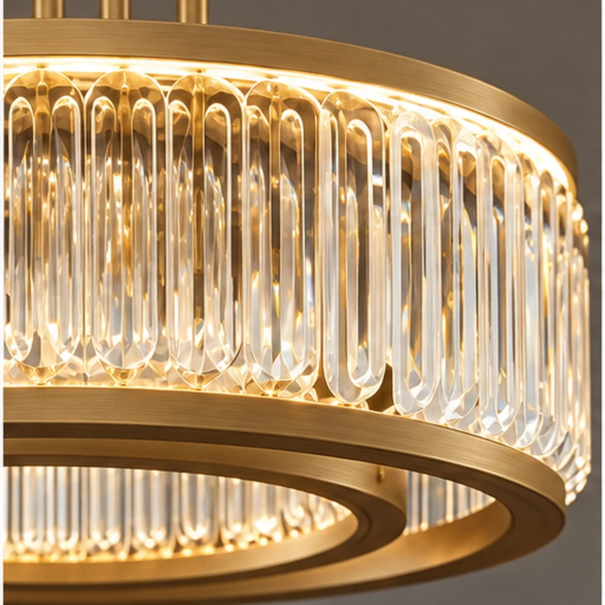 Bliss & Birch Antique Brass Crystal Ring Chandelier