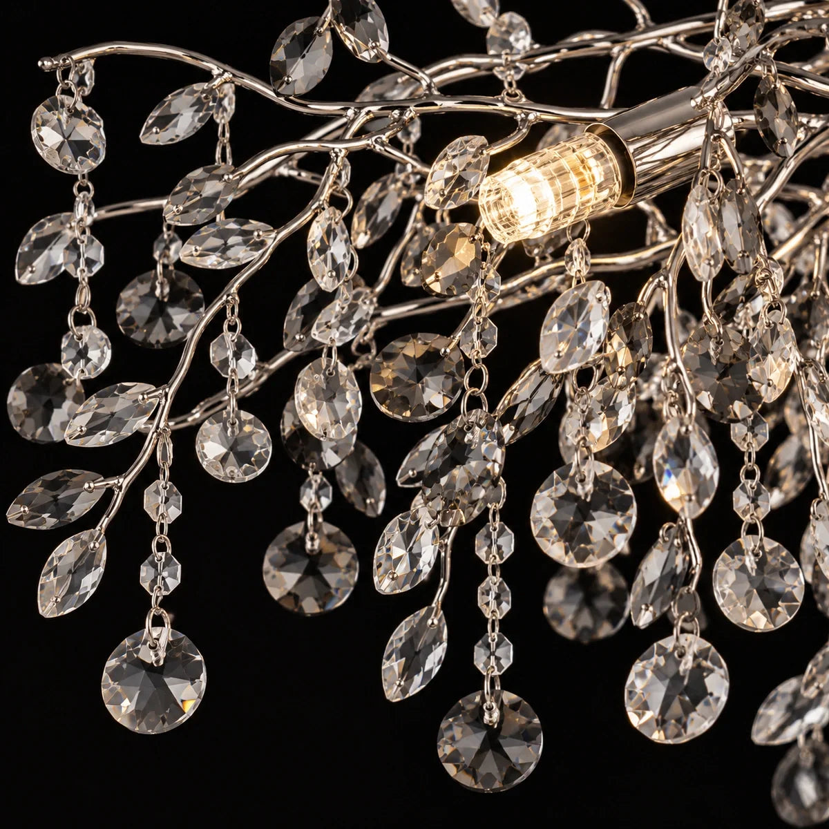 Bliss & Birch Silver Smoke Crystal Branch Chandelier