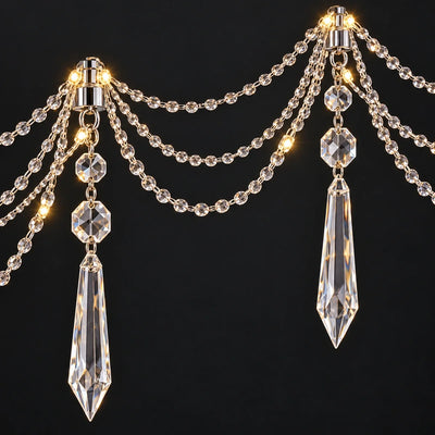 Bliss & Birch Chrome Crystal Draped Linear Chandelier