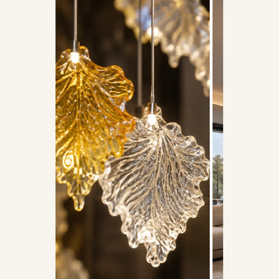 Bliss & Birch Amber Clear Ruffled Glass Cluster Chandelier