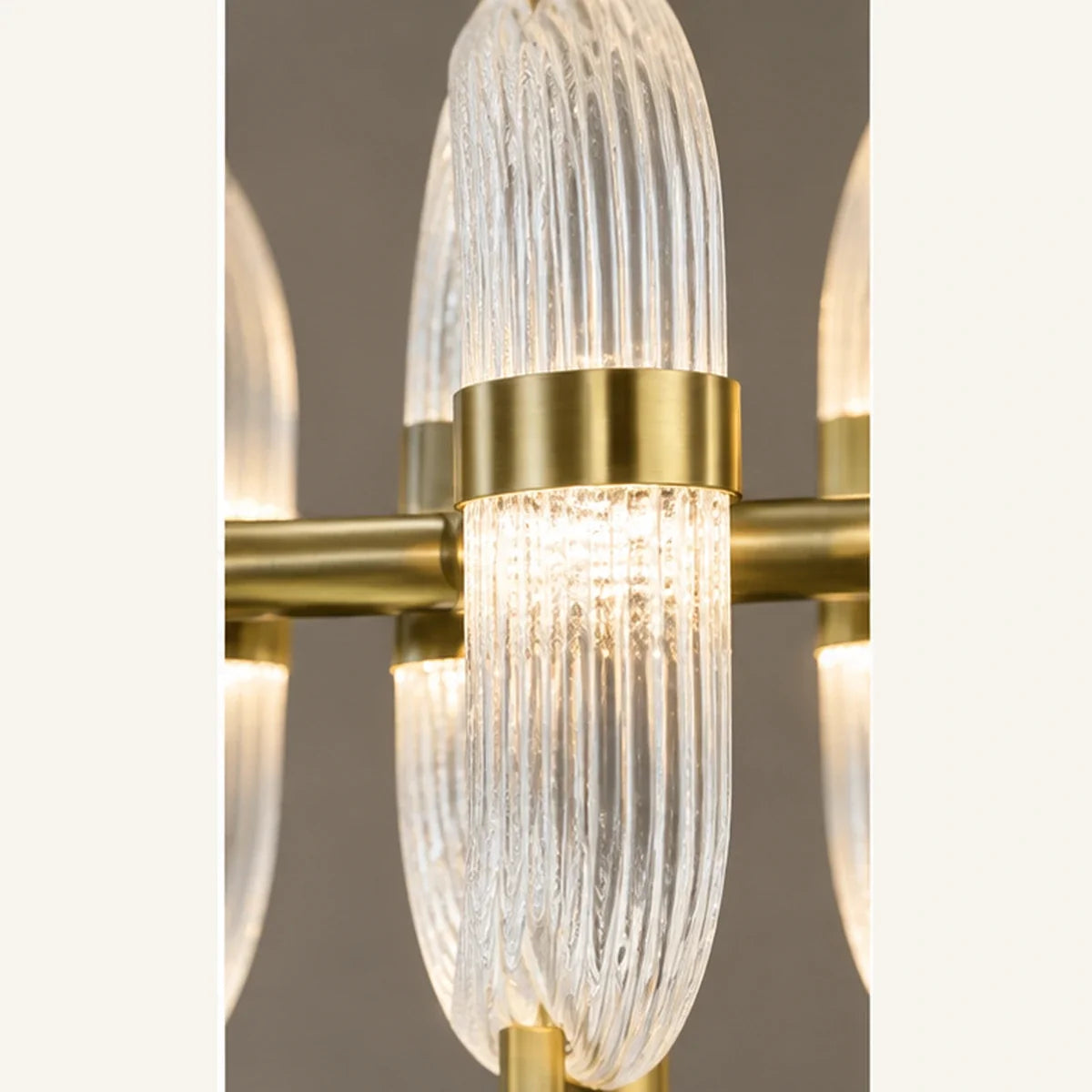 Bliss & Birch Antique Brass Ribbed Glass Linear Chandelier