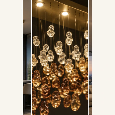 Bliss & Birch Amber Clear Crystal Wave Linear Chandelier