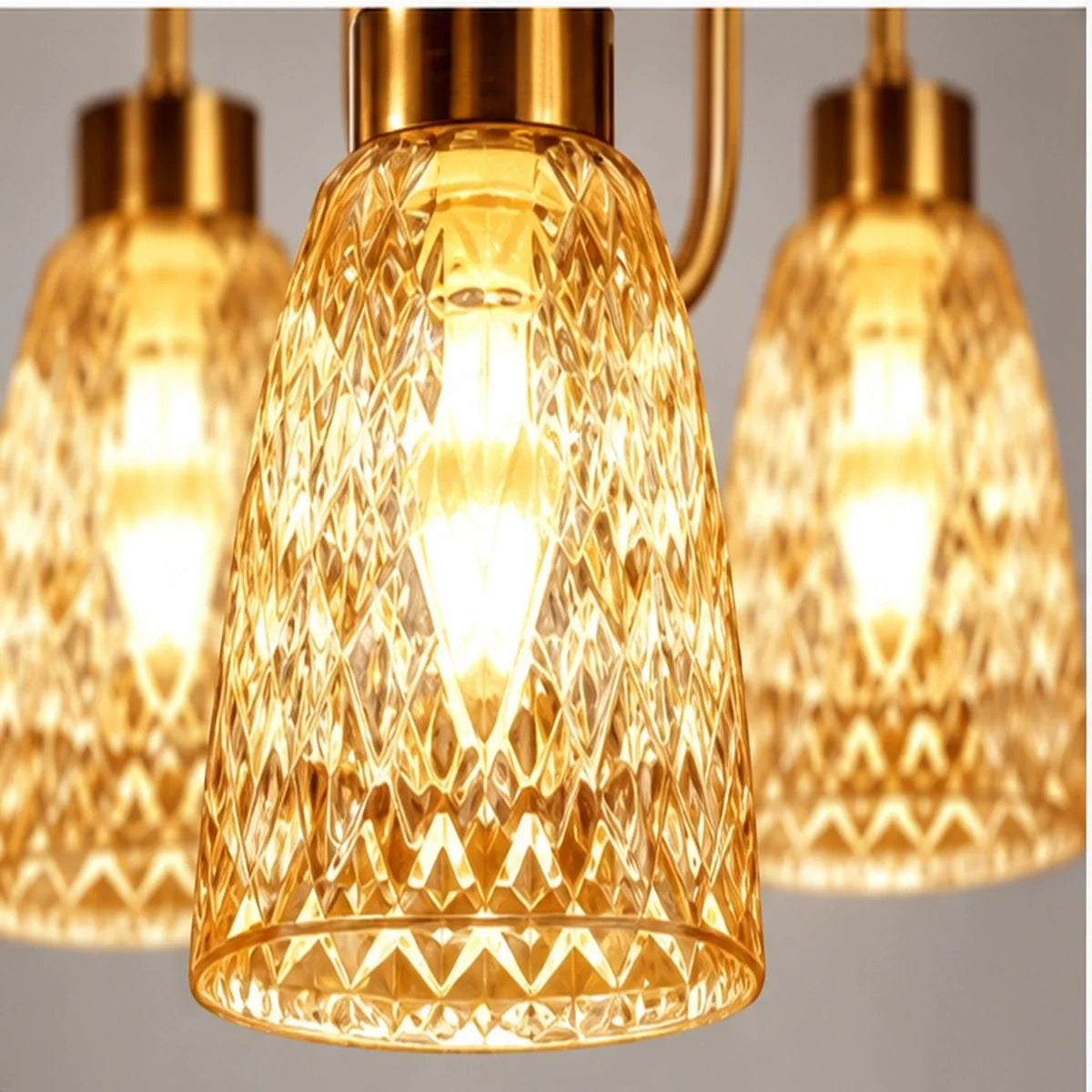 Bliss & Birch Four-Light Amber Bell Chandelier