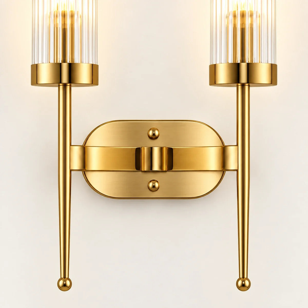 Bliss & Birch Twin Ribbed Glass Cylinder Wall Sconce