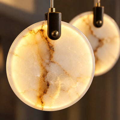 Bliss & Birch Cascading Round Marble Disc Chandelier