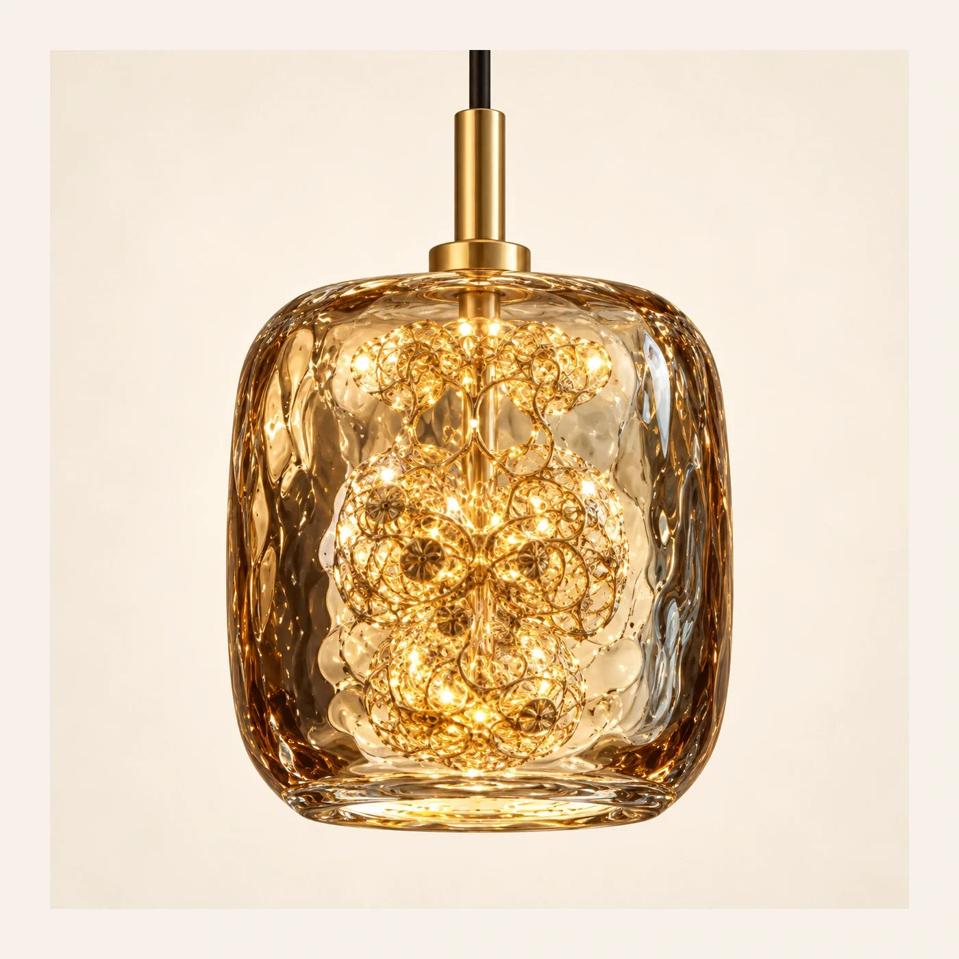 Bliss & Birch Four-Light Amber Glass Cluster Pendant