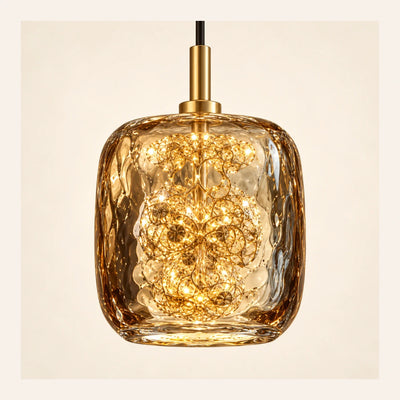 Bliss & Birch Four-Light Amber Glass Cluster Pendant
