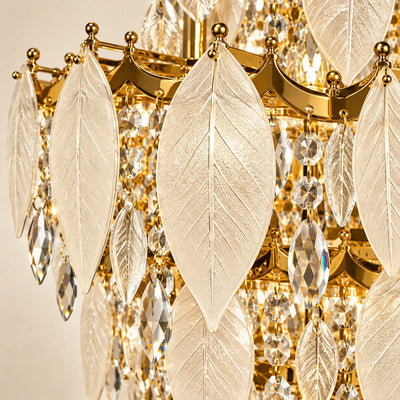 Bliss & Birch Grand Frosted Leaf Double-Height Chandelier