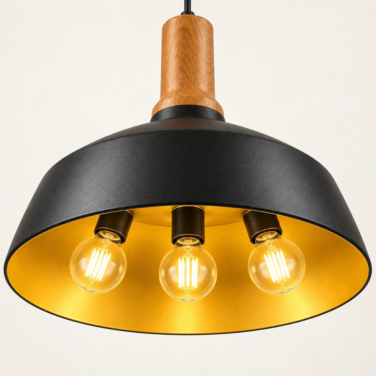 Bliss & Birch Black Dome Three-Light Pendant