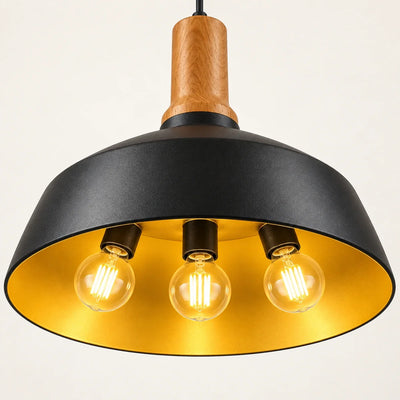 Bliss & Birch Black Dome Three-Light Pendant