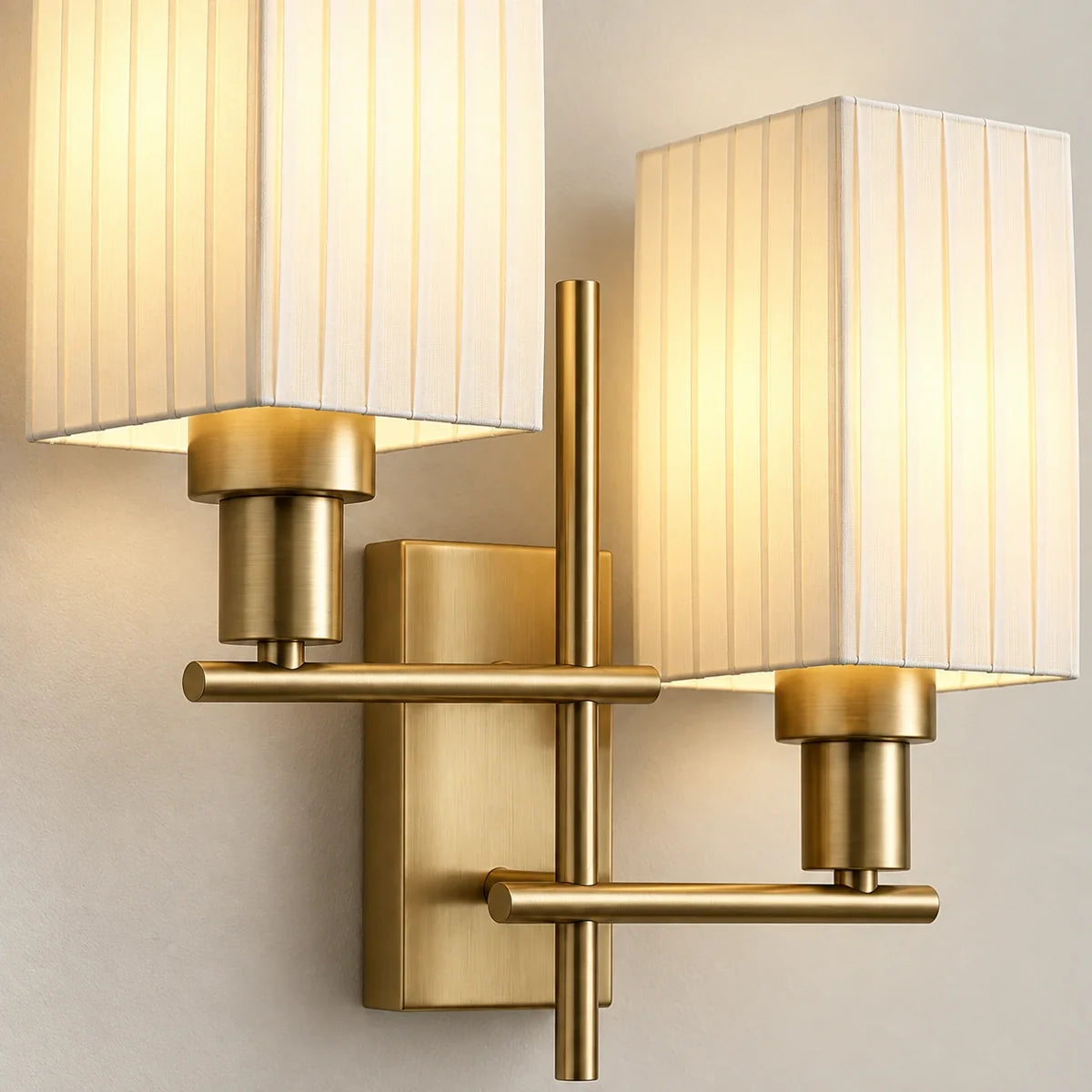 Bliss & Birch Asymmetric Twin Rectangular Pleated Shade Wall Sconce