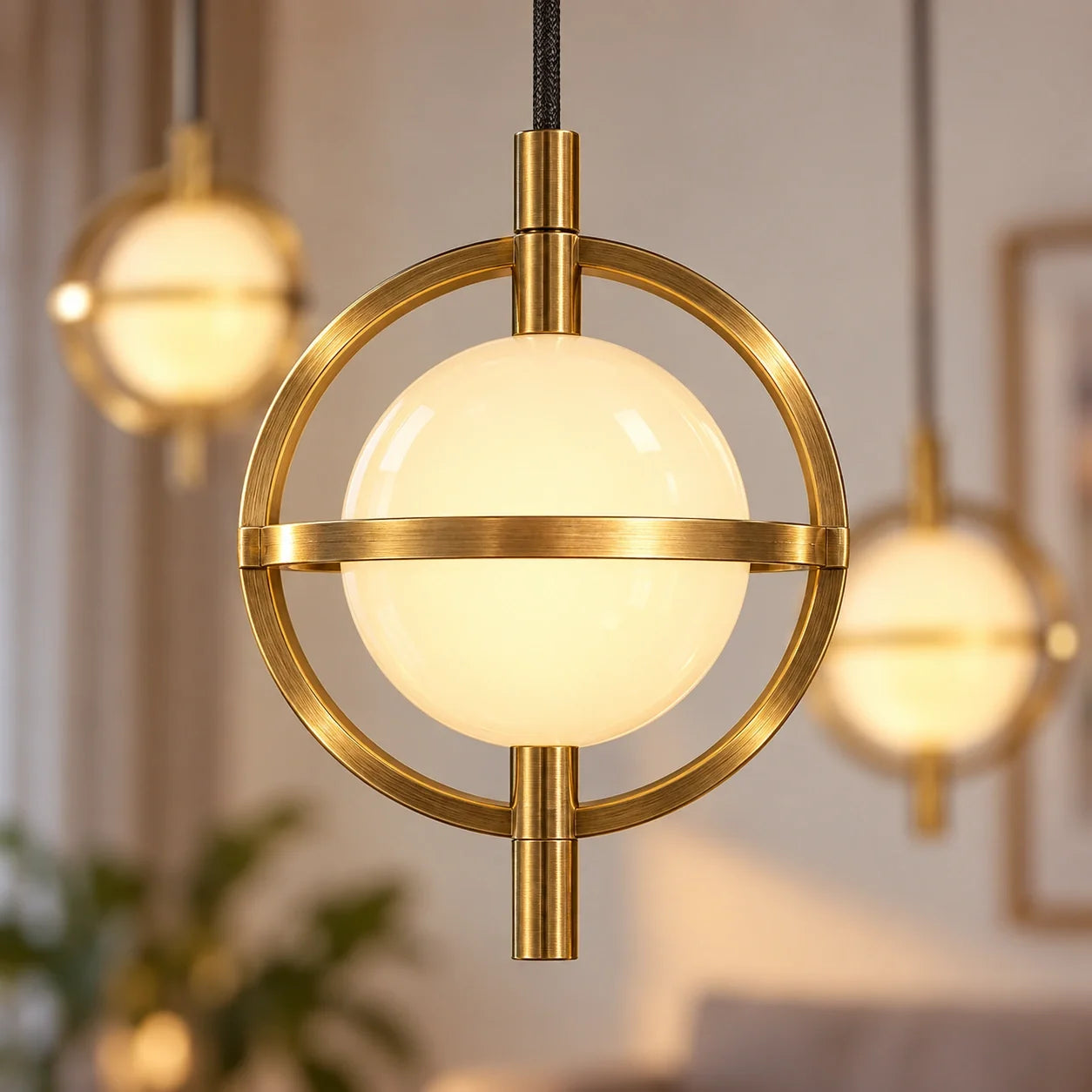 Bliss & Birch Three-Globe Ring Cluster Pendant