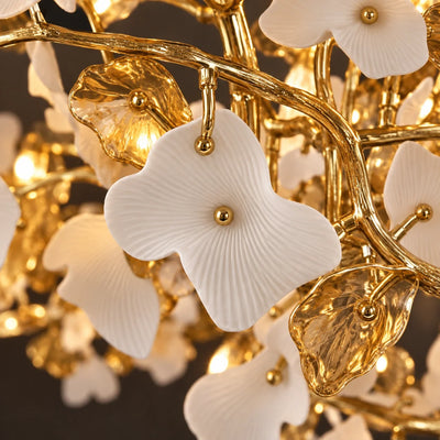 Bliss & Birch Porcelain Leaf Branch Double-Height Chandelier