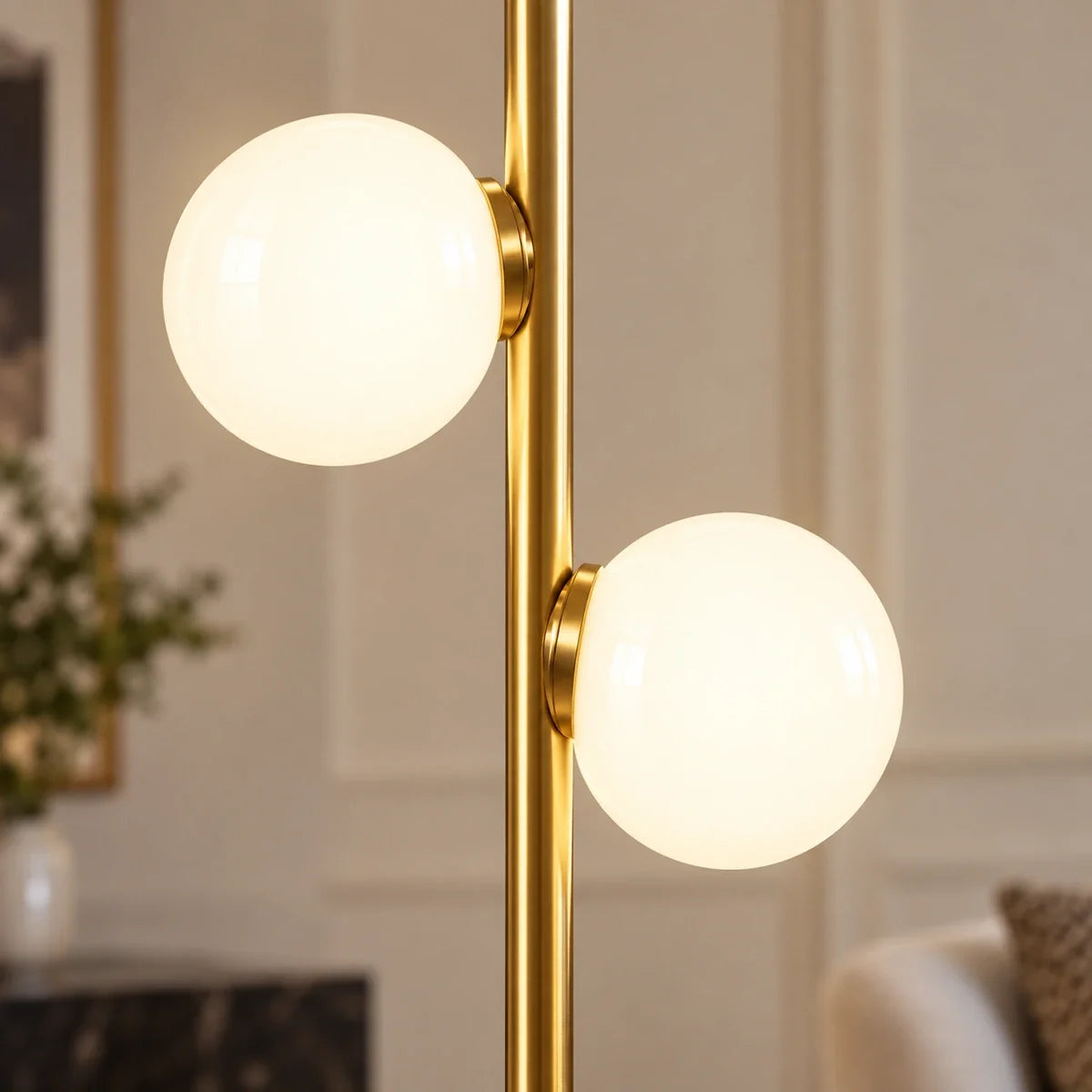Bliss & Birch Milky Globe Column Floor Lamp