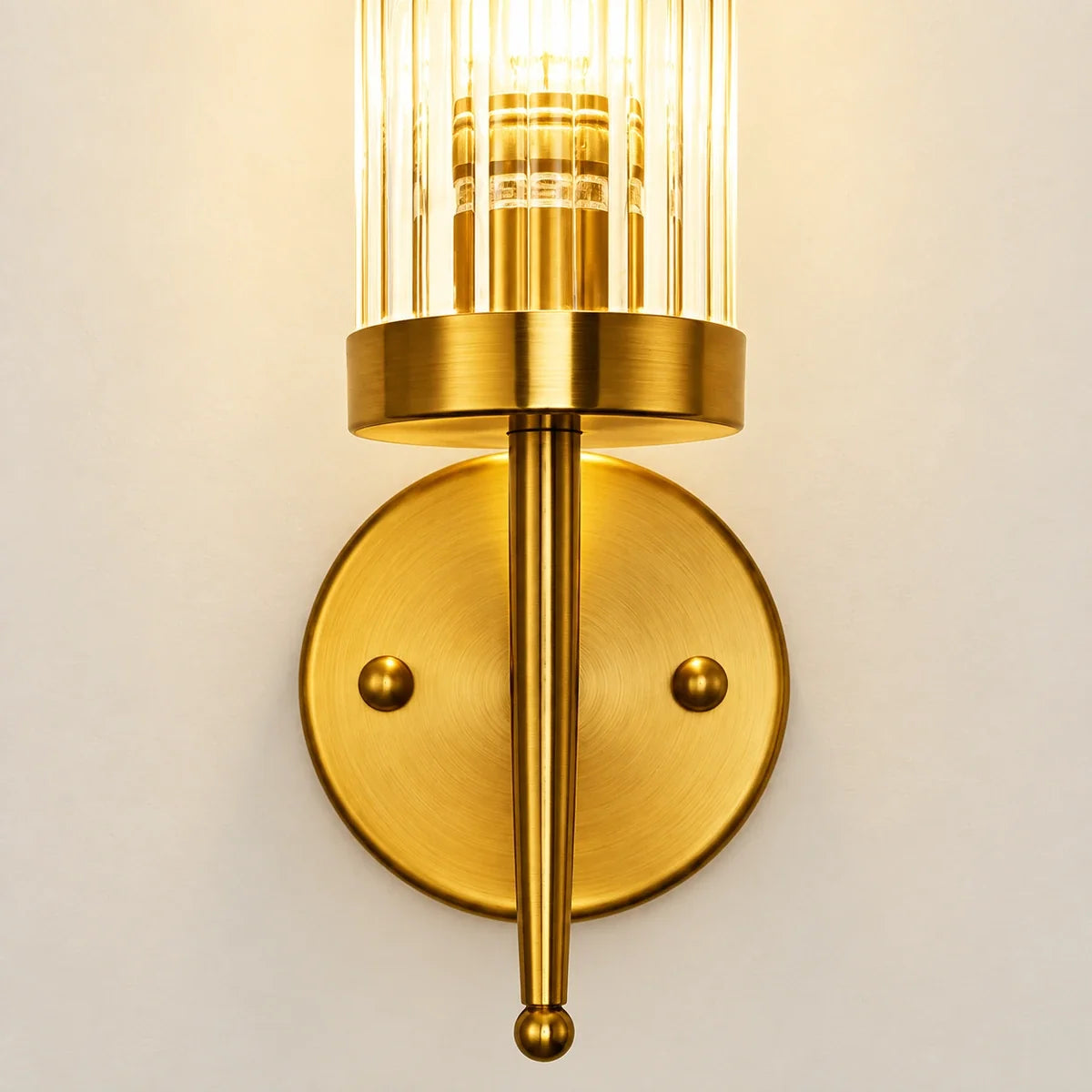 Bliss & Birch Tall Ribbed Glass Cylinder Wall Sconce