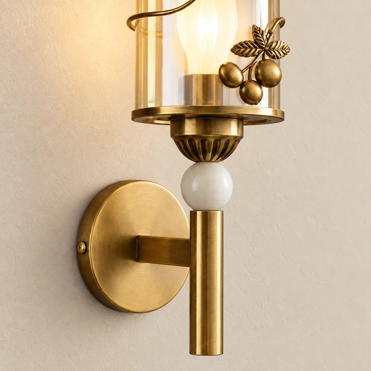 Bliss & Birch Botanical Cylinder Glass Wall Sconce