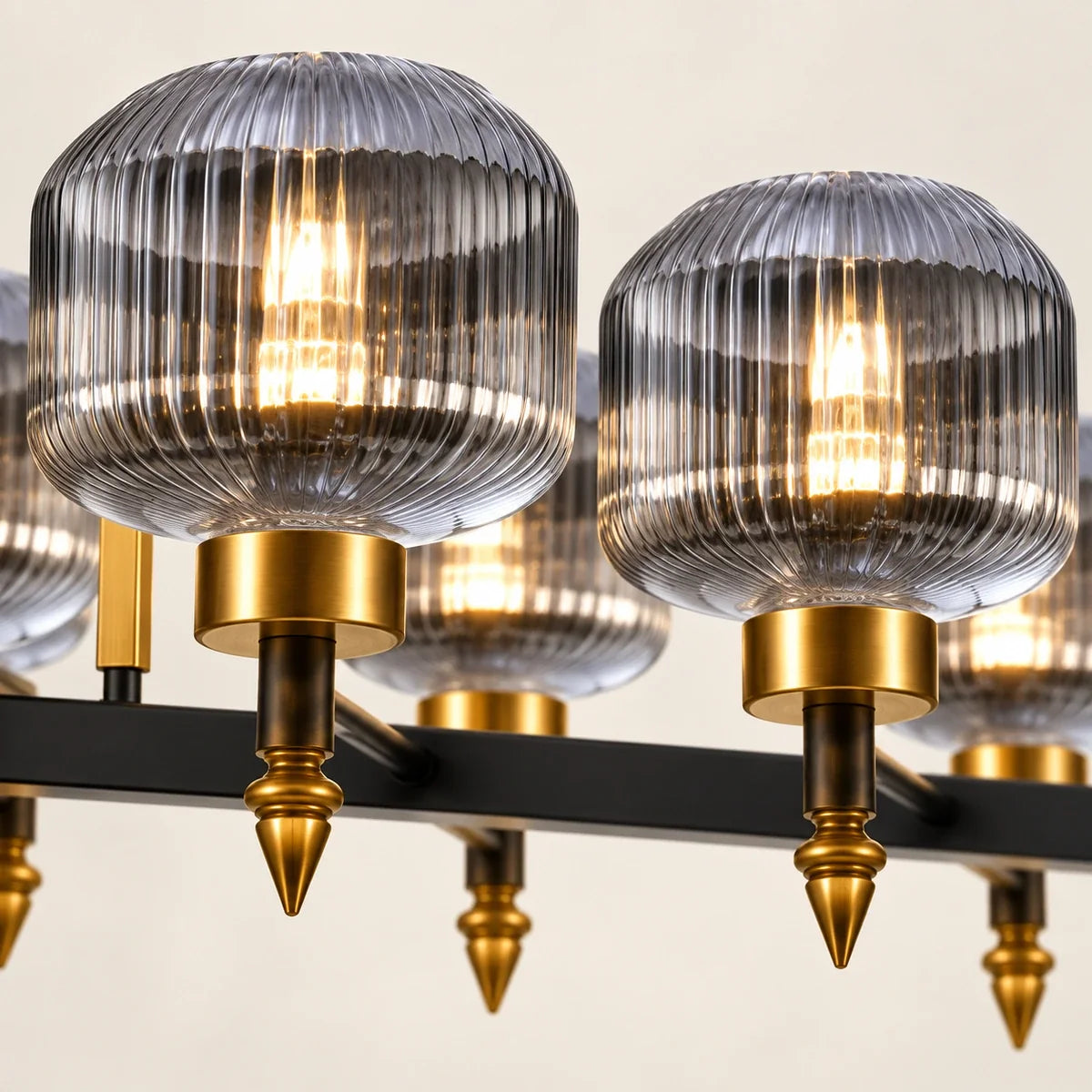 Bliss & Birch Smoke Glass Ten-Light Linear Pendant