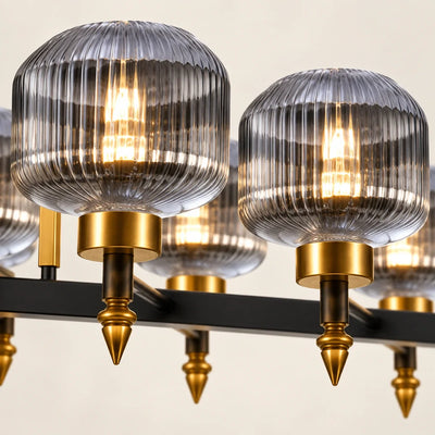 Bliss & Birch Smoke Glass Ten-Light Linear Pendant
