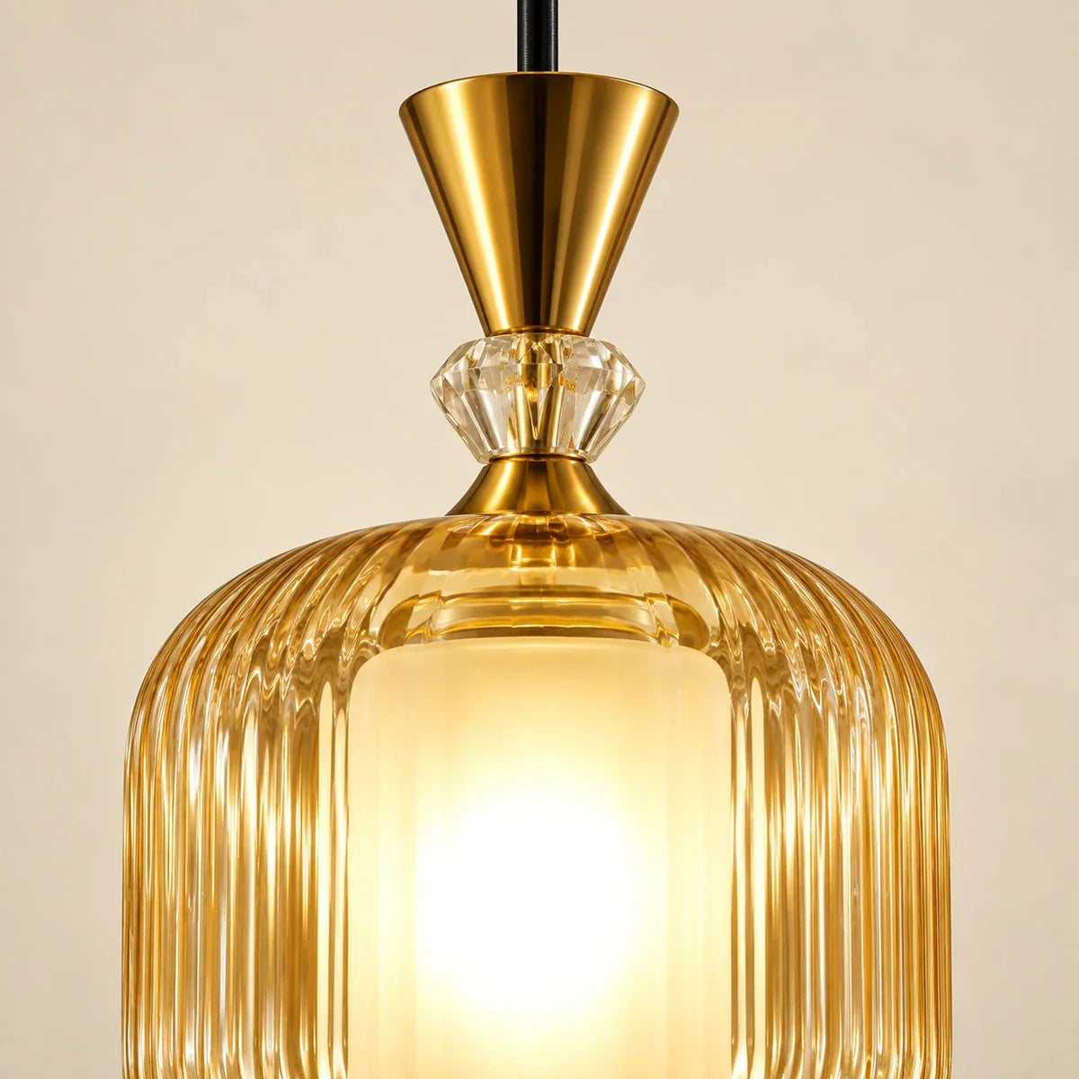 Bliss & Birch Amber Glass Three-Light Pendant Cluster