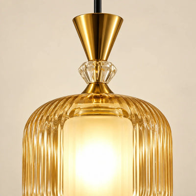 Bliss & Birch Amber Glass Three-Light Pendant Cluster