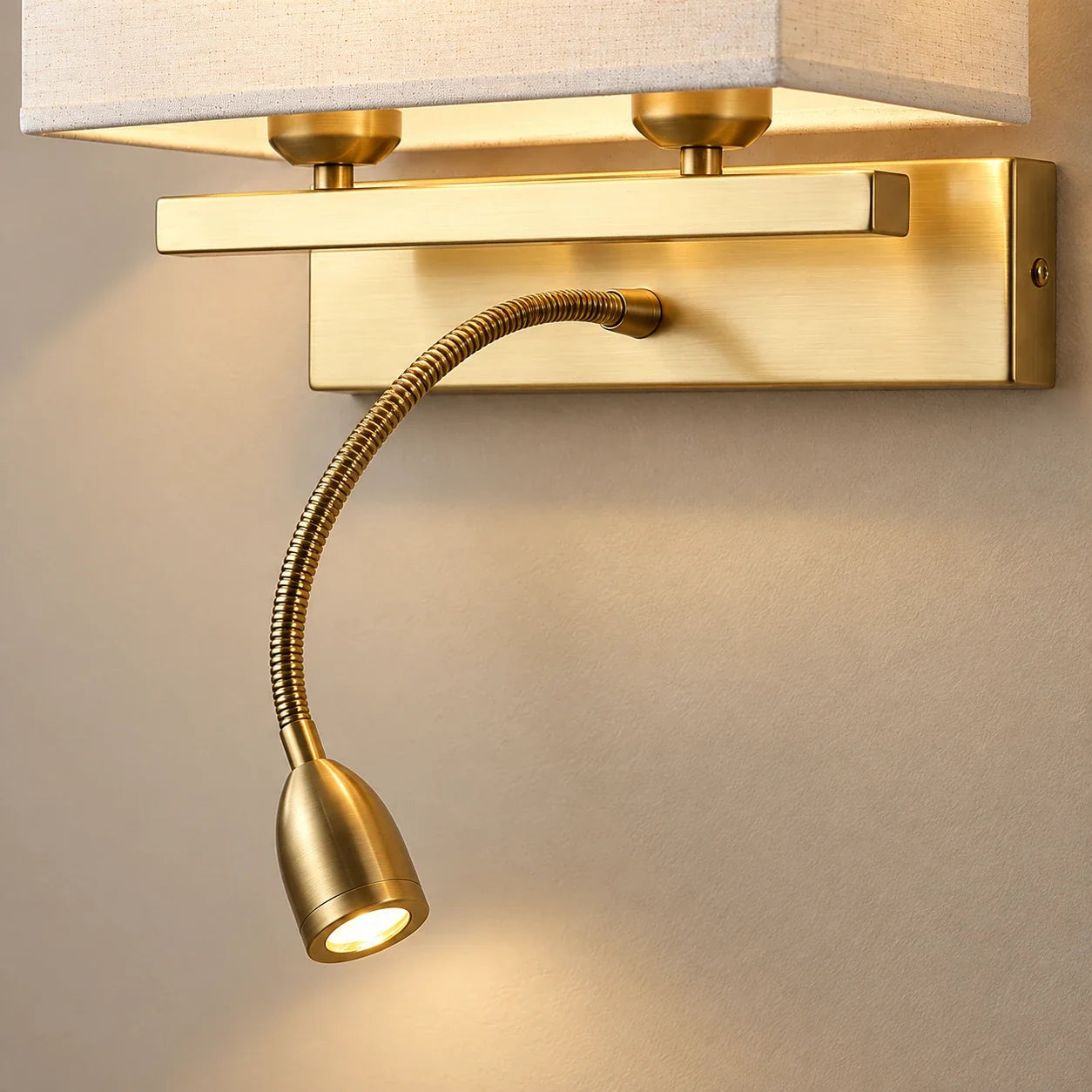 Bliss & Birch Fabric Shade Wall Light with Reading Light