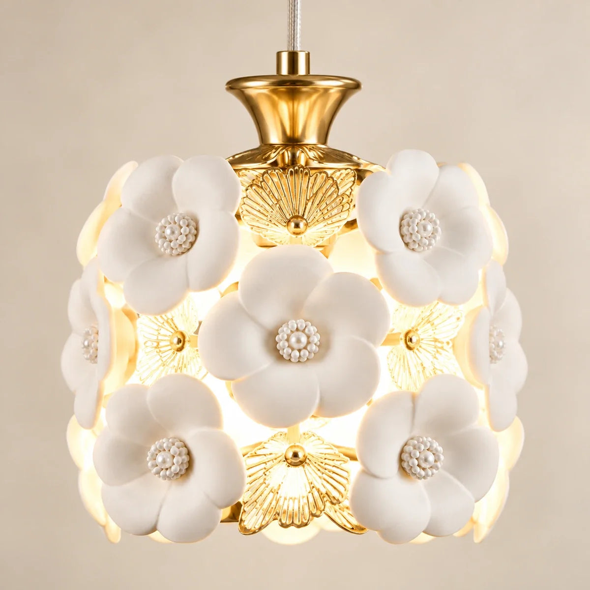 Bliss & Birch Floral Ceramic Five-Shade Pendant Cluster