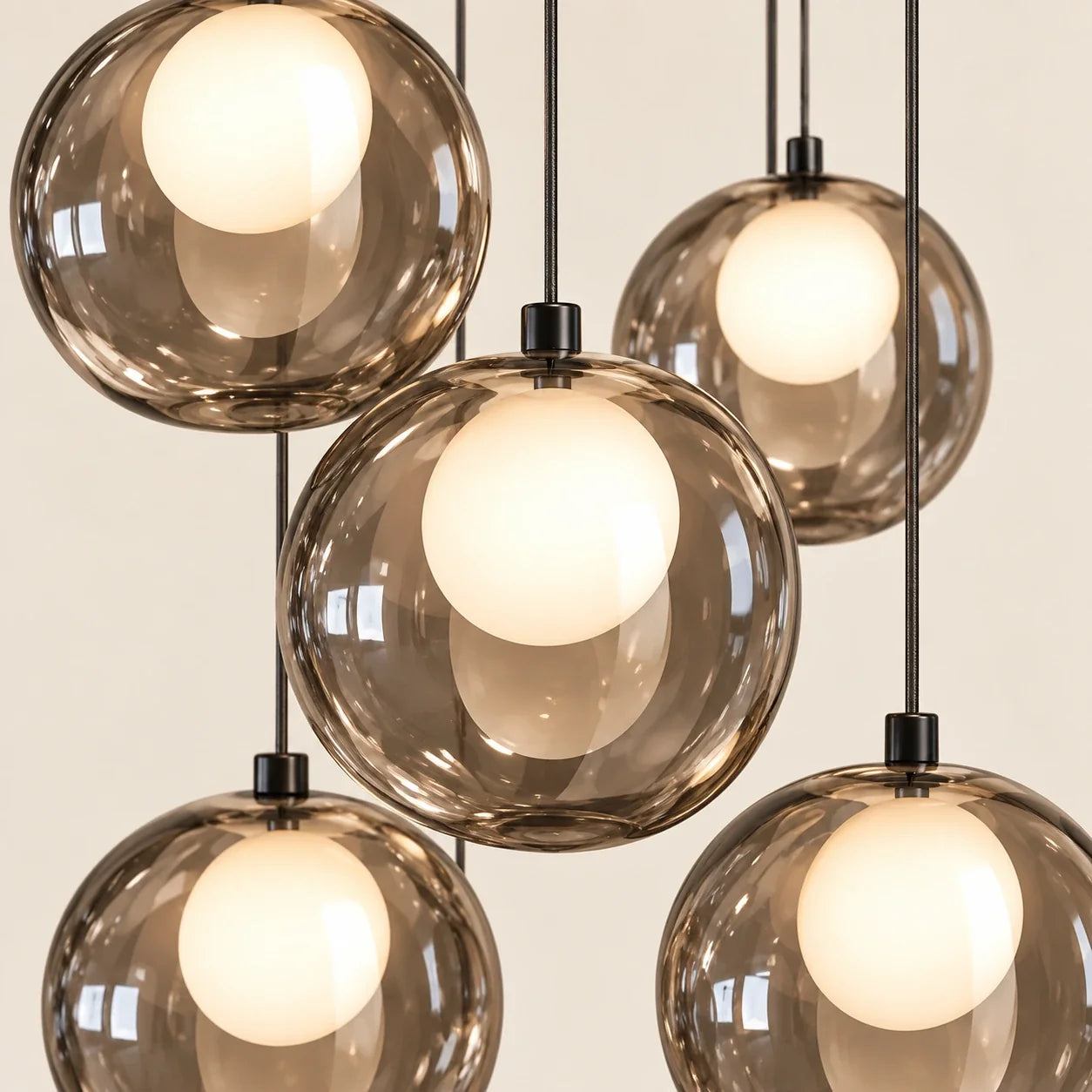 Bliss & Birch Cascading Smoke Glass Globe Chandelier