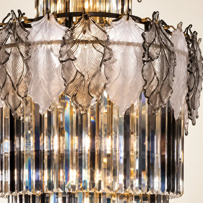 Bliss & Birch Tiered Smoked Glass Crystal Chandelier