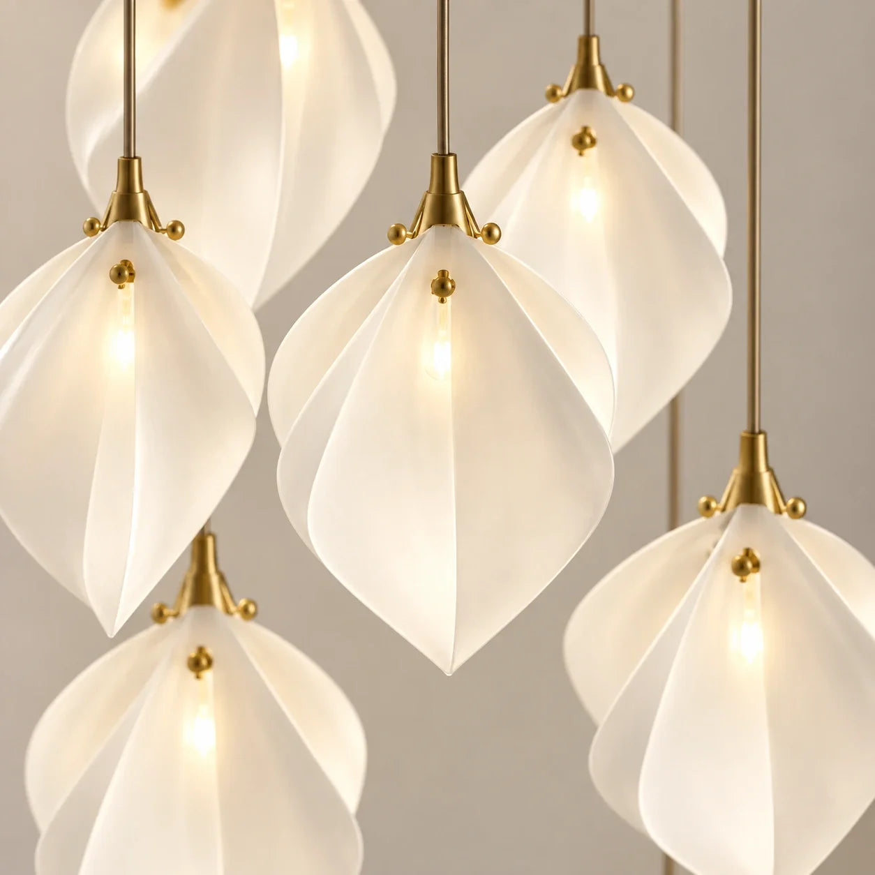 Bliss & Birch Cascading White Petal Double-Height Chandelier