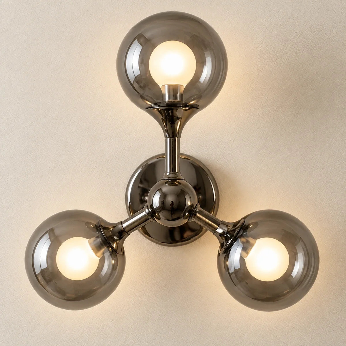Bliss & Birch Three Globe Smoke Glass Wall Sconce