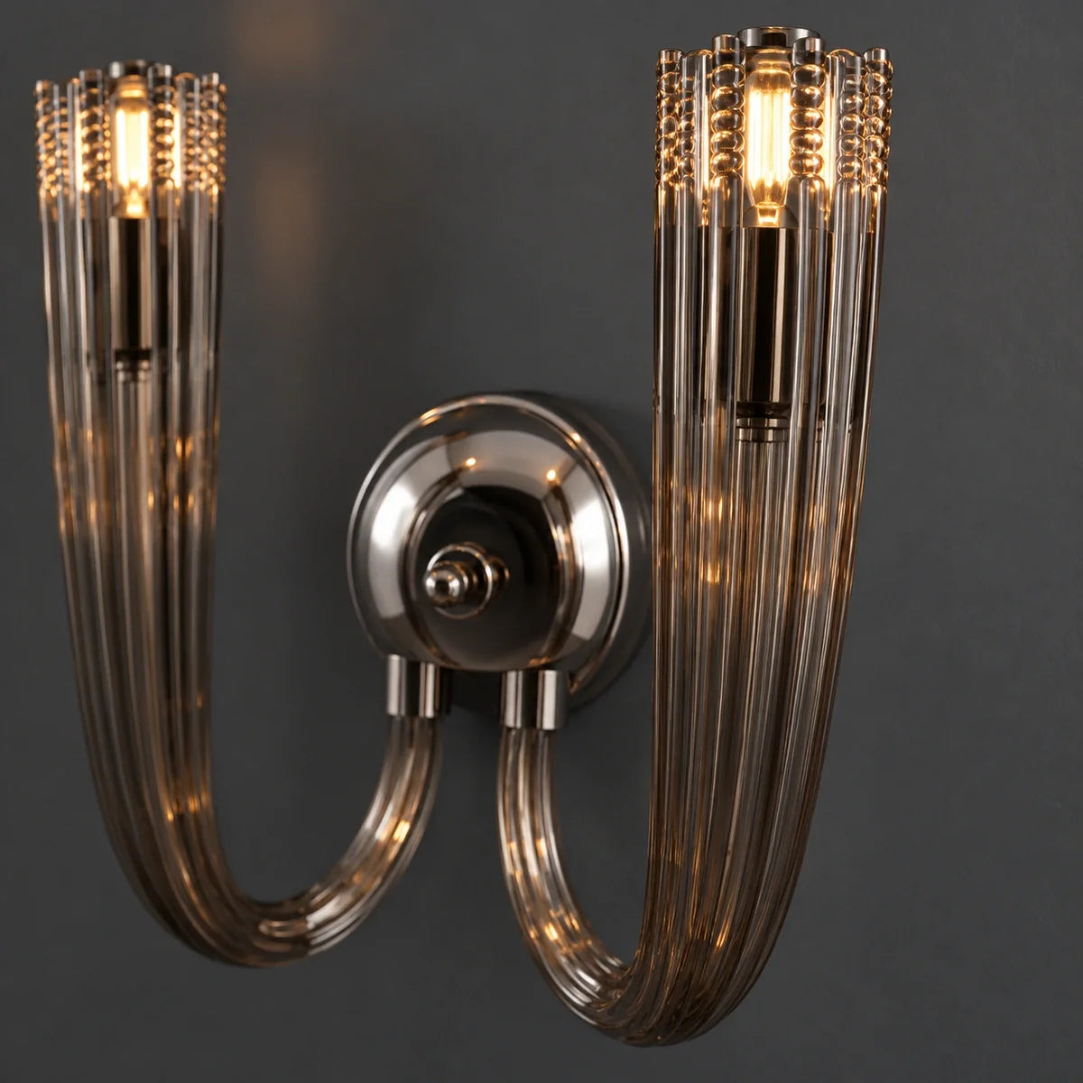 Bliss & Birch Twin-Arm Smoke Glass Wall Sconce