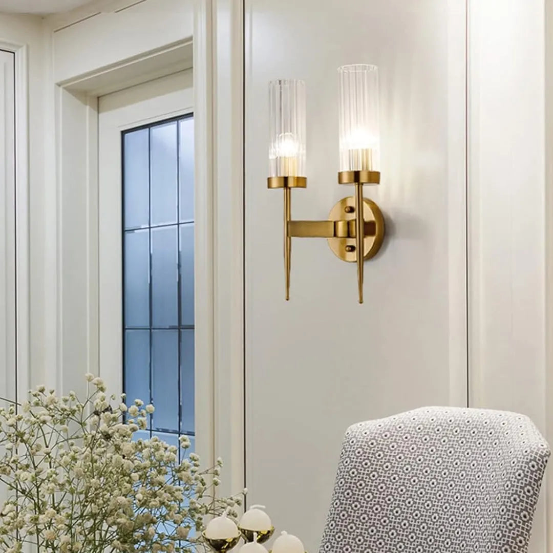 Dual Modern Cylindrical Glass Sconce