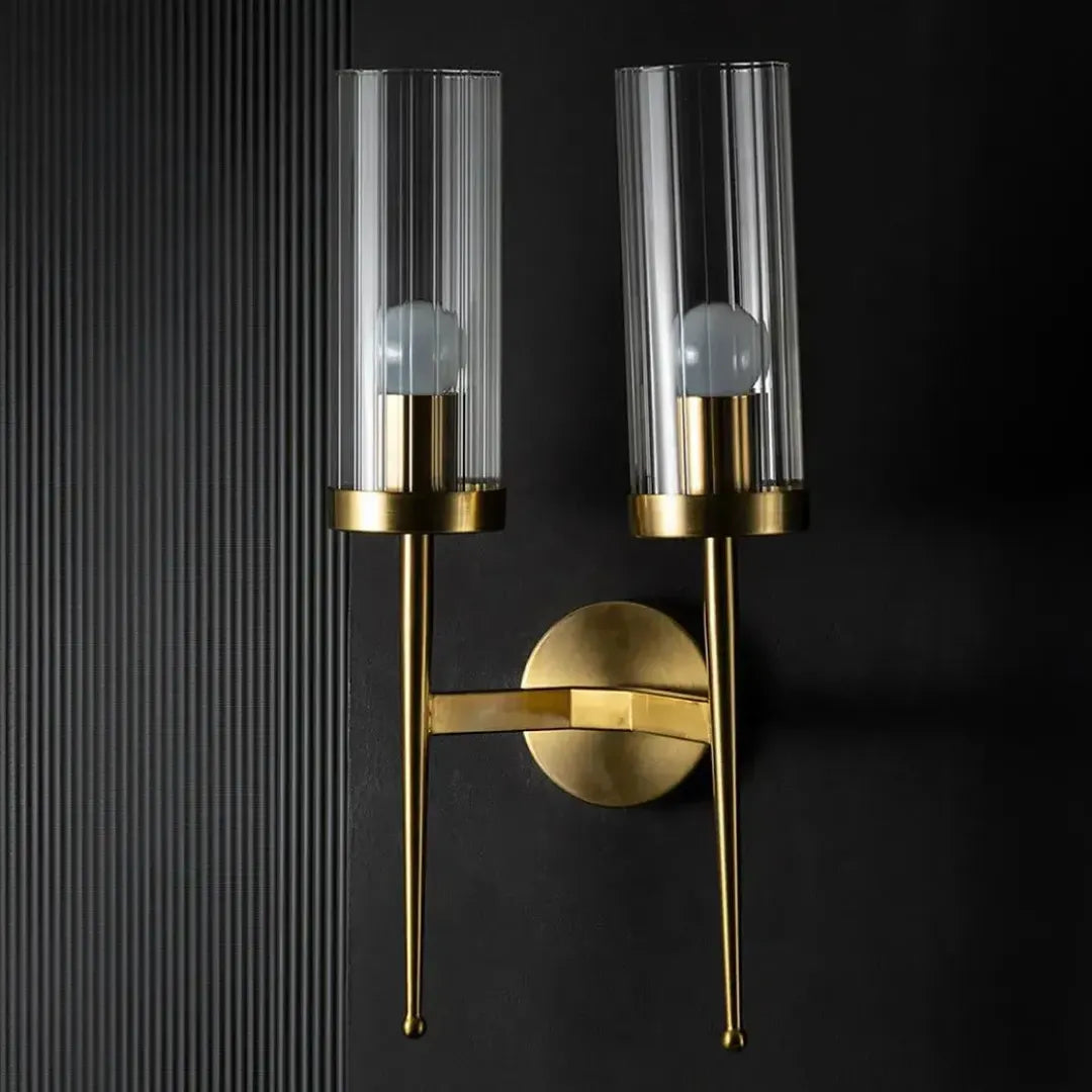 Dual Modern Cylindrical Glass Sconce