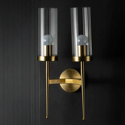 Dual Modern Cylindrical Glass Sconce