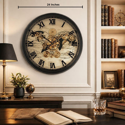 Moment Maker Luxury Designer Wall Clock With Moving Gear Mechanism Buy Wall Clock Online - Big (Steel Body)