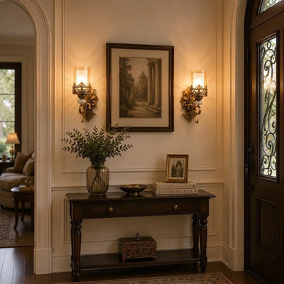 Antique Fleur Glass Wall Sconce