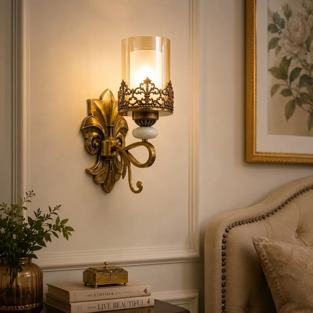 Antique Fleur Glass Wall Sconce