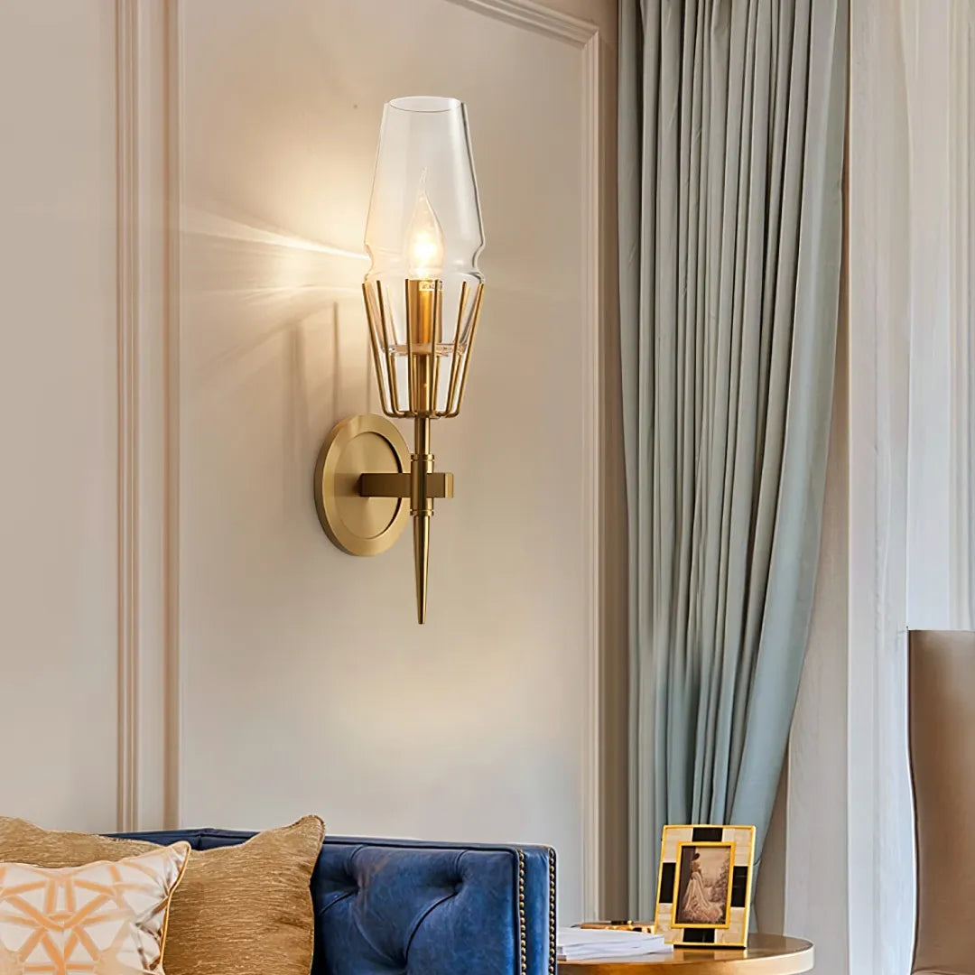 Diamond Shape Glass & Gold Sconce (Set of 2)