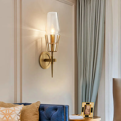 Diamond Shape Glass & Gold Sconce (Set of 2)