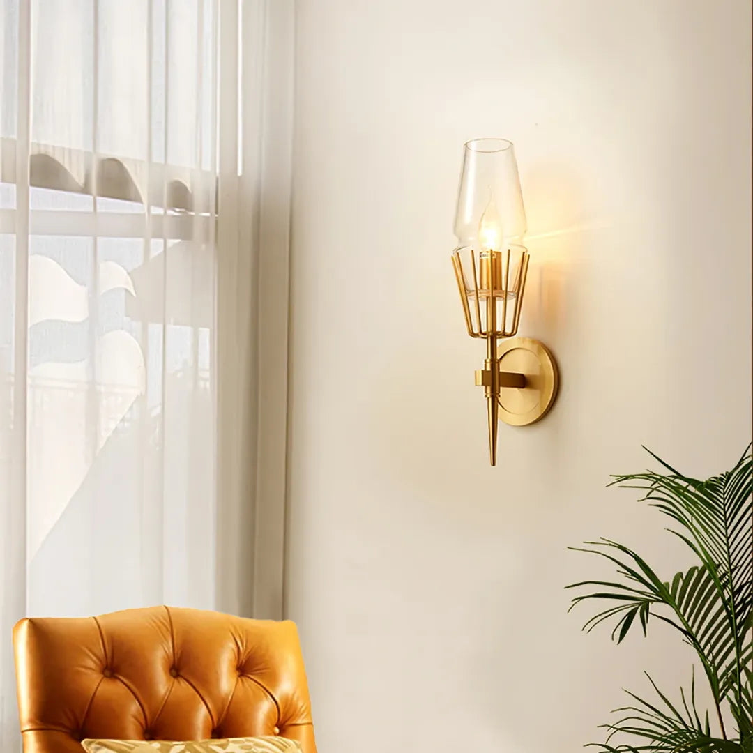 Diamond Shape Glass & Gold Sconce (Set of 2)