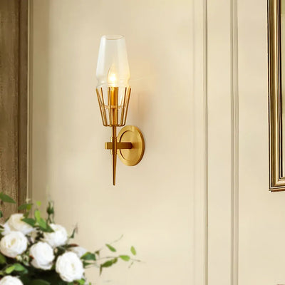 Diamond Shape Glass & Gold Sconce (Set of 2)
