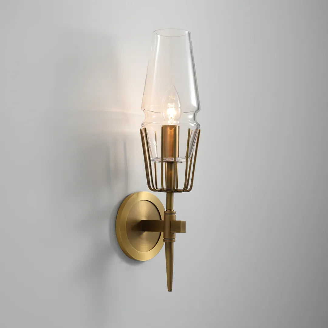 Diamond Shape Glass & Gold Sconce (Set of 2)
