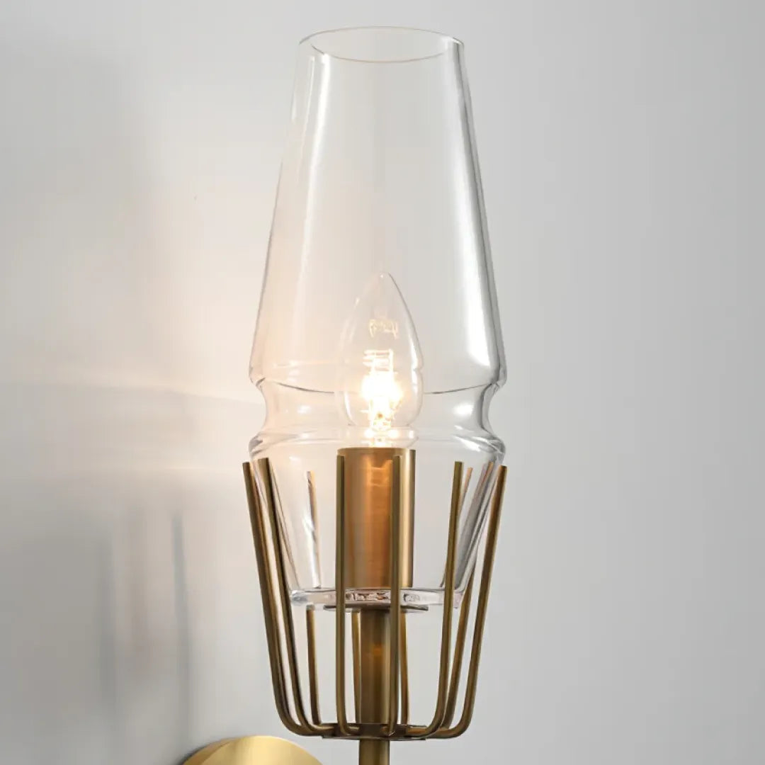 Diamond Shape Glass & Gold Sconce (Set of 2)