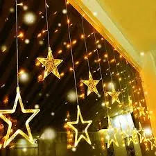 Warm White Star Curtain String Lights