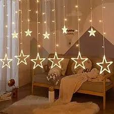 Warm White Star Curtain String Lights
