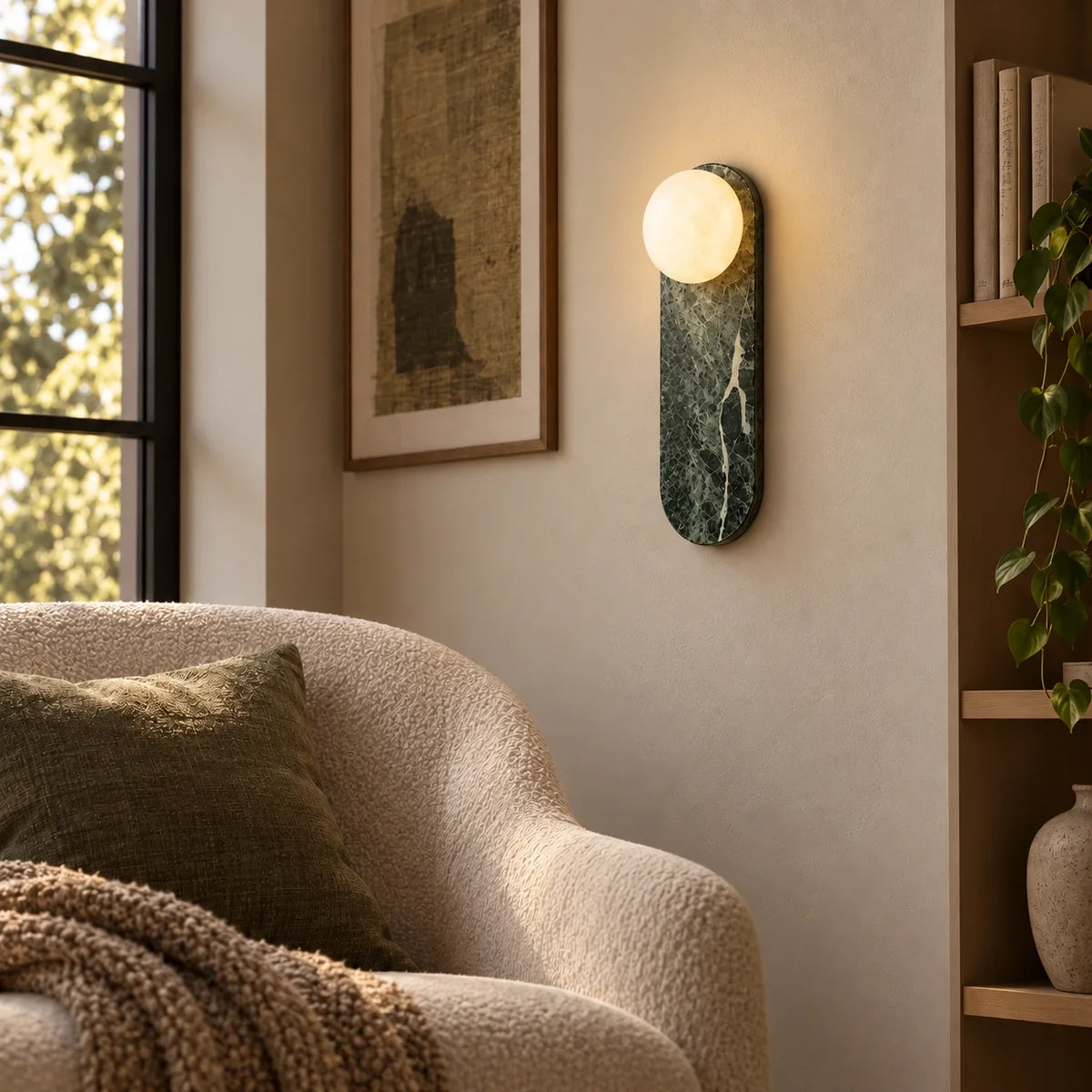 Bliss & Birch Green Forest Linear Marble Wall Light