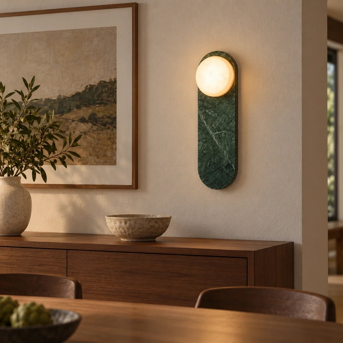 Bliss & Birch Green Forest Linear Marble Wall Light